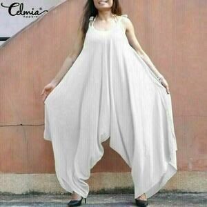 Oversized White Jumpsuit Wide Leg Casual Beach Cover Up Plus Summer Lounge XL
